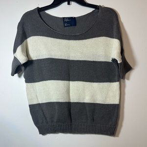 American Eagle sweater Small gray and white stripe knit